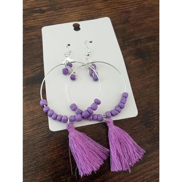 Fringe Hoop Earrings    - Picture 2 of 4